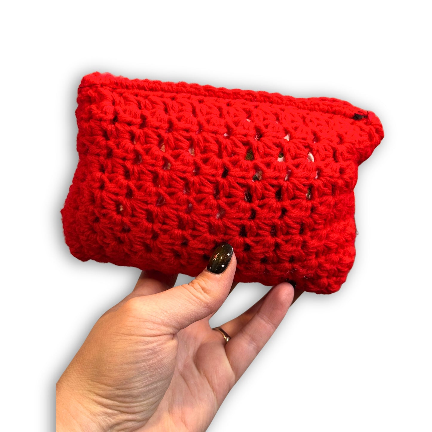 Bright Red & Flowers - Padded Stash Bag