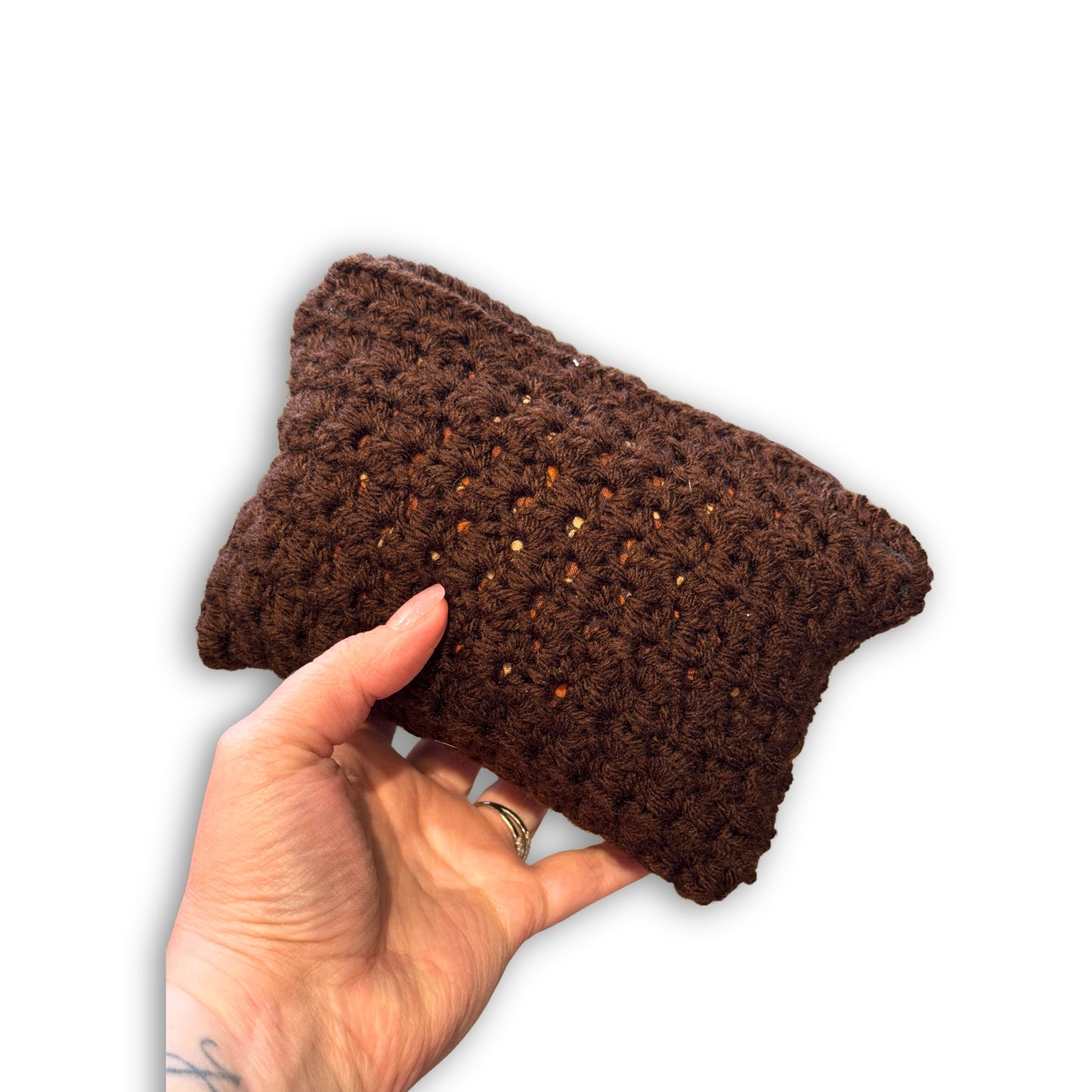 Brown Floral 70s Inspired - Padded Stash Bag