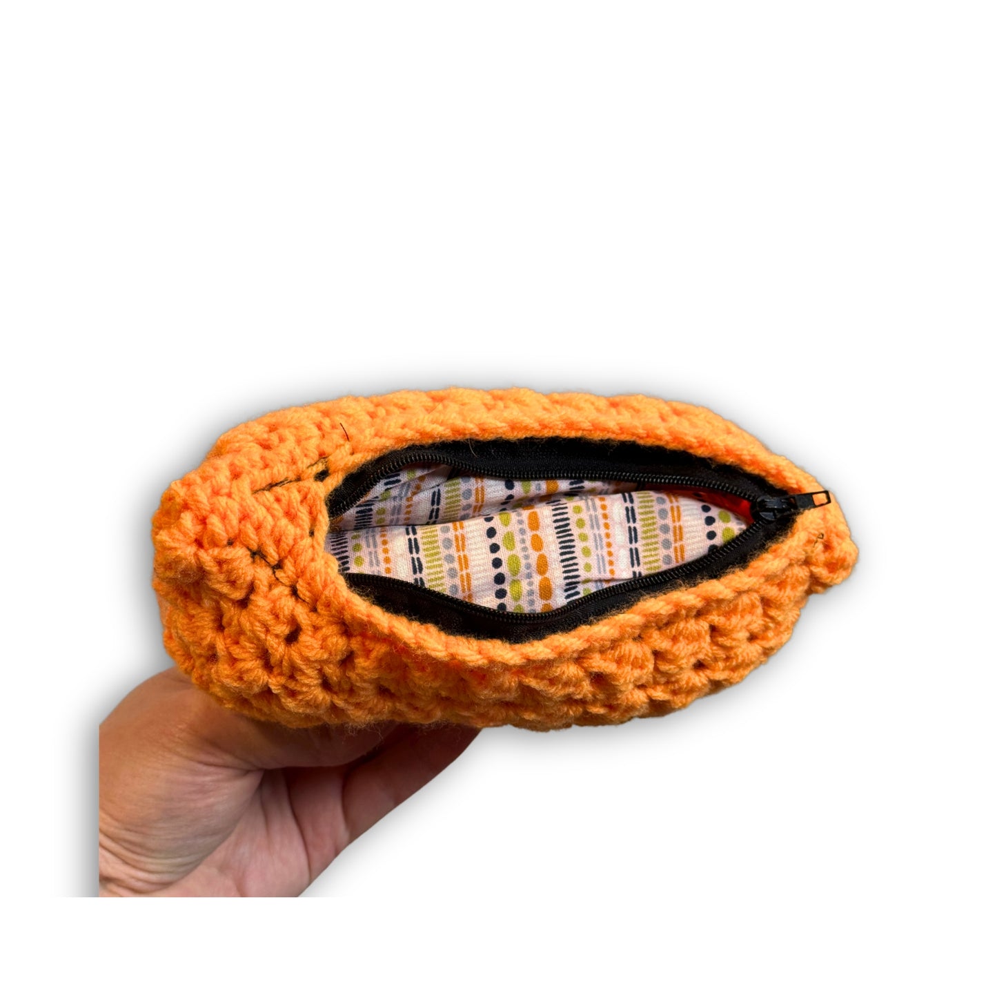 Bright Orange with Blue Green - Padded Stash Bag