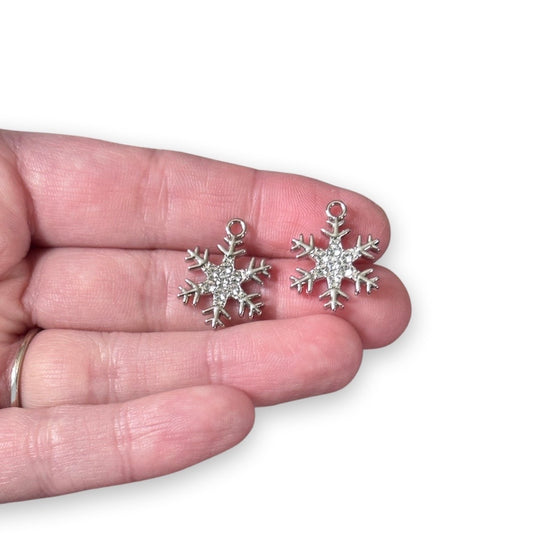 2pcs Glitzy Snowflakes Charms