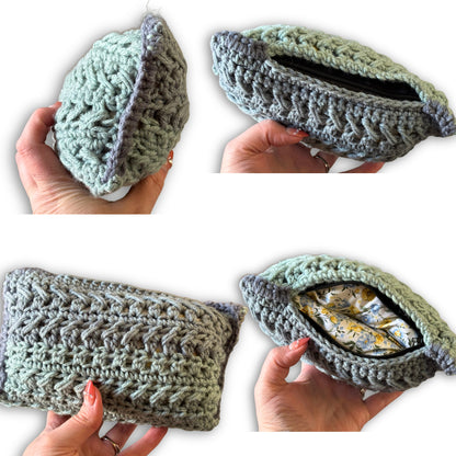 Blue Stripes Floral - Padded Stash Bag