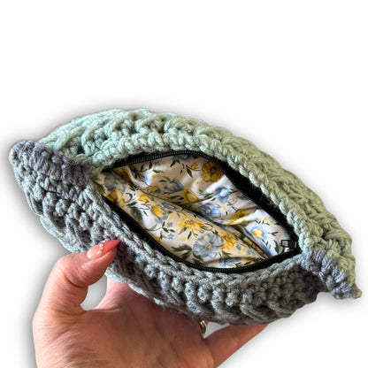 Blue Stripes Floral - Padded Stash Bag