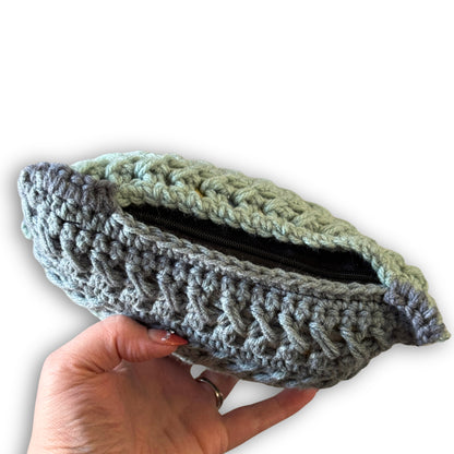 Blue Stripes Floral - Padded Stash Bag