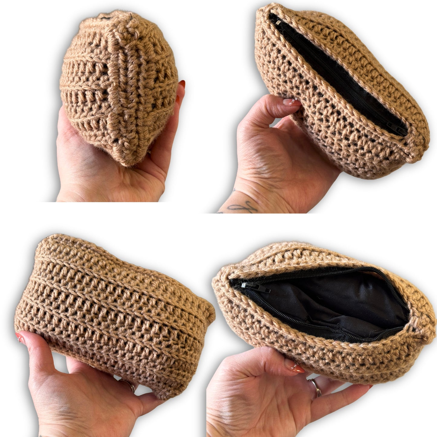 Light Brown Beige & Black - Padded Stash Bag