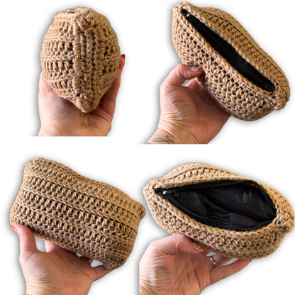 Light Brown Beige & Black - Padded Stash Bag