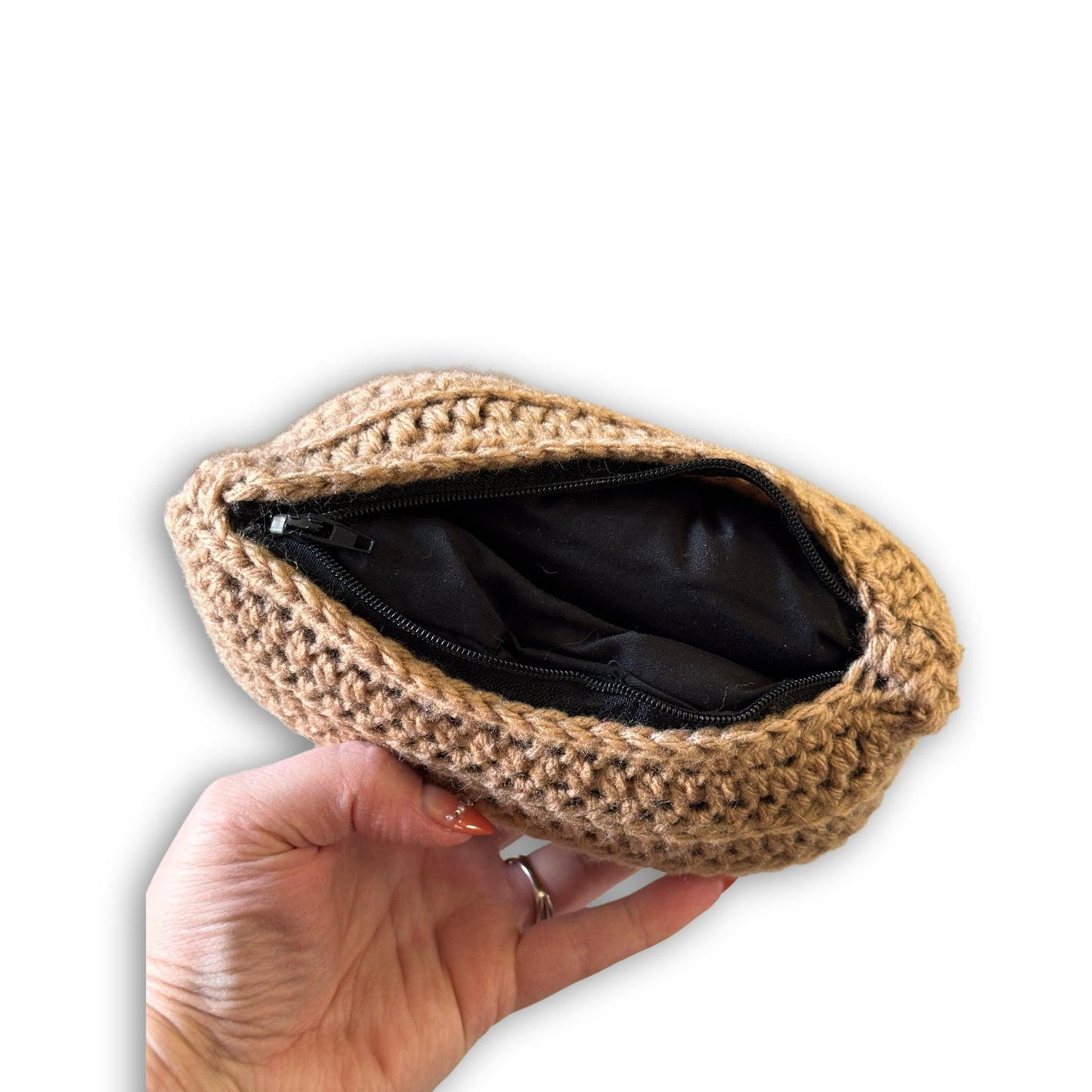 Light Brown Beige & Black - Padded Stash Bag