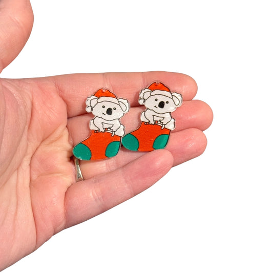 2pcs Koala Bear in Christmas Stocking Charms