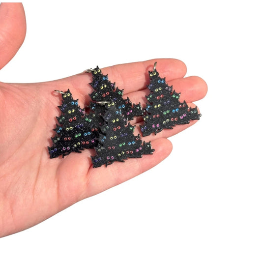 4pcs Black Cat Christmas Trees Charms