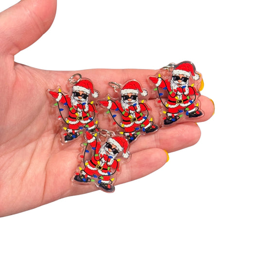 4pcs Dabbing Santa in Christmas Lights Sunglasses Charms