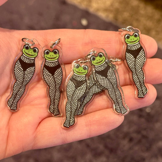 6pcs Sexy frog in fishnet stocking Charms