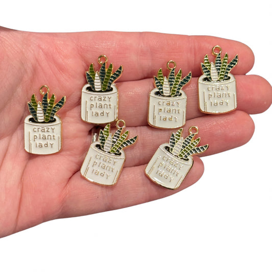 6pcs Crazy plant lady charms