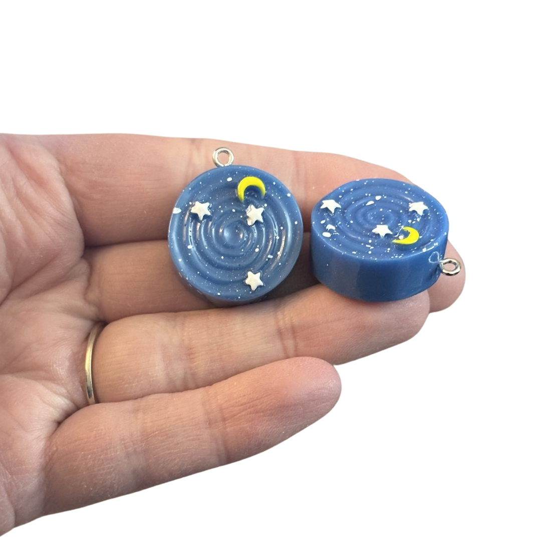 8pcs Blue night sky star moon Cake Charms