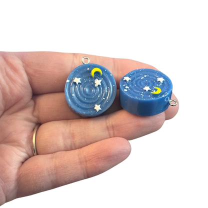 8pcs Blue night sky star moon Cake Charms