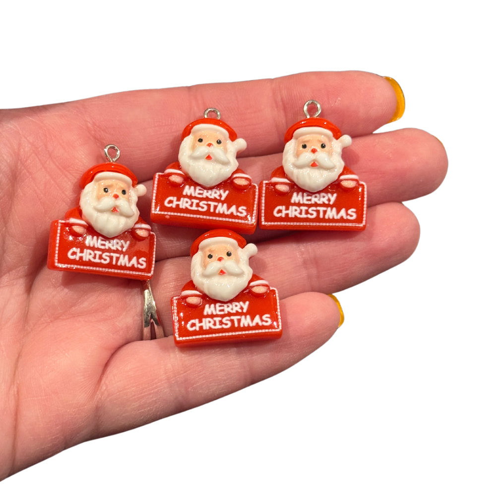 4pcs Merry Christmas Santa sign Charms