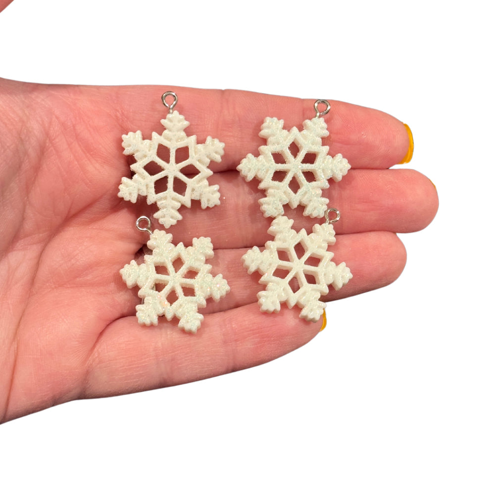 4pcs Glittery Snowflakes Charms