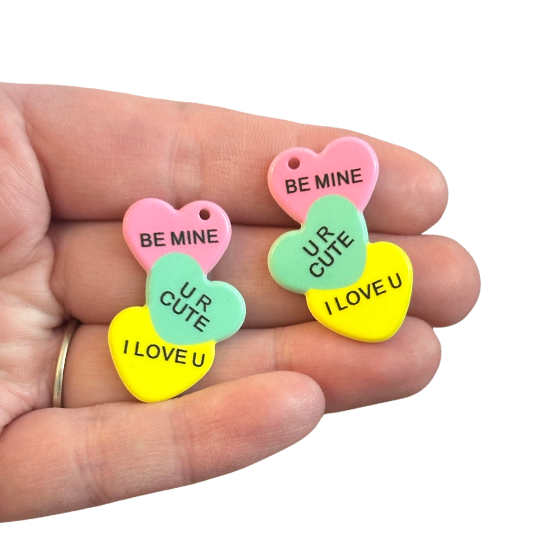 4pcs Stacked Heart Candy charms