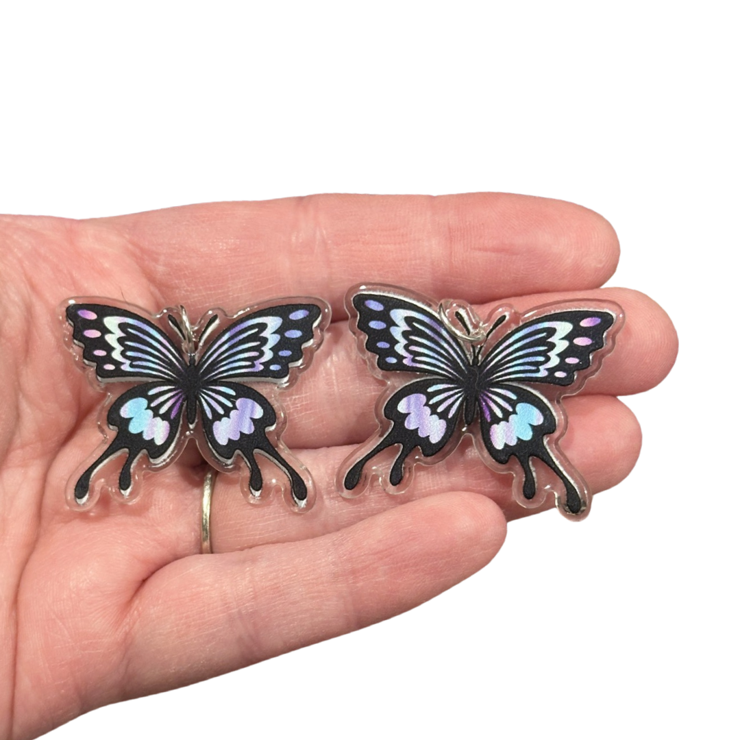 8pcs Blue & Purple Butterfly Charms