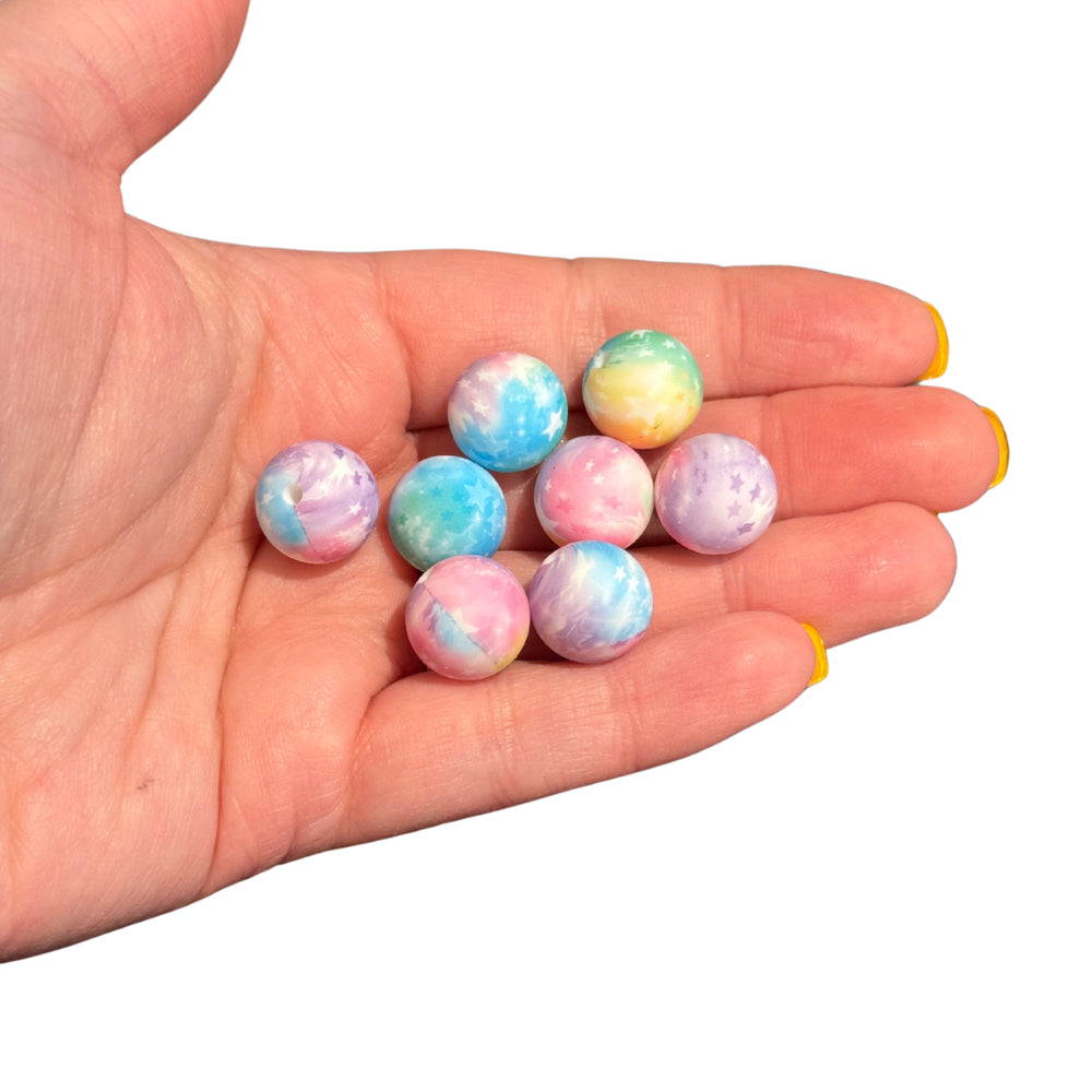 8pcs Pastel Watercolor Stars Focal Beads