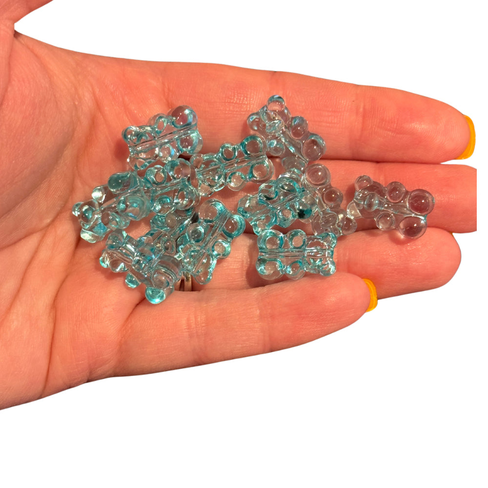 12pcs Blue Gummy Bear Focal Beads