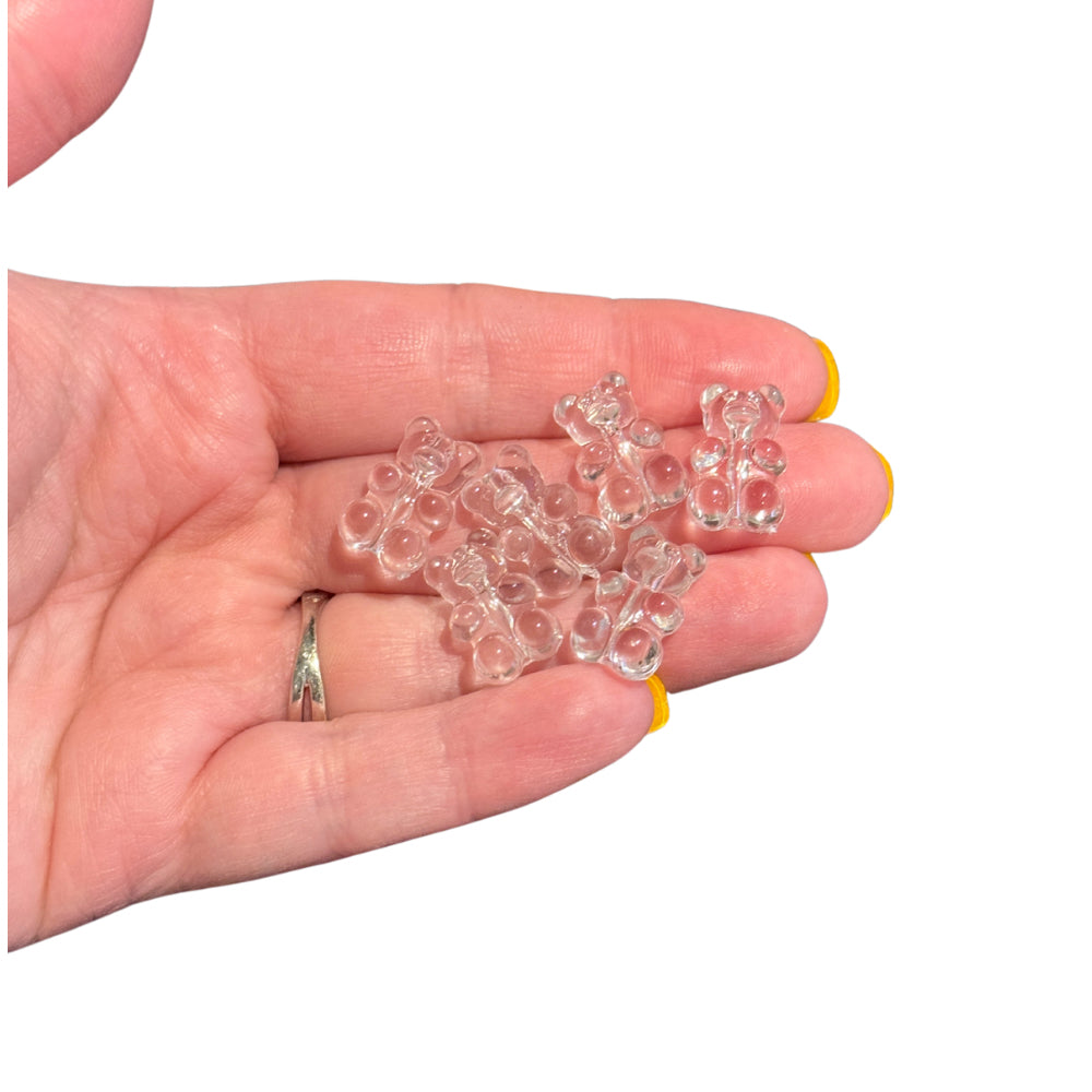 6pcs Clear Gummy Bear Focal Beads