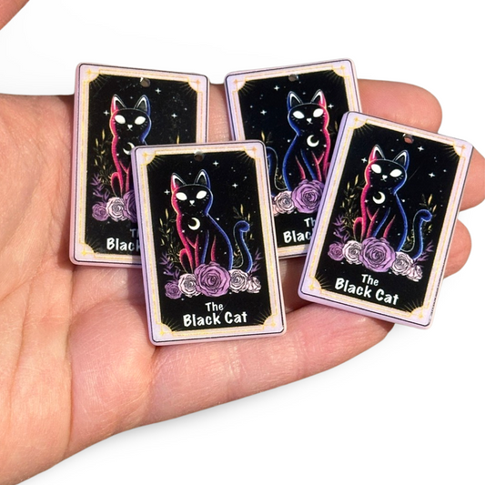 4pcs The Black Cat Tarot Card Charms