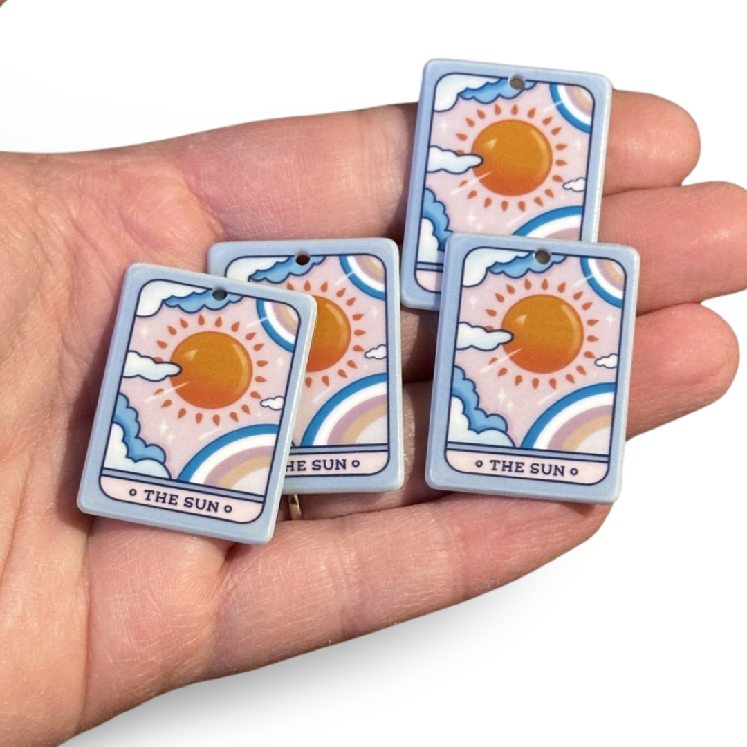 4pcs The Sun Tarot Card Charms (with Clouds)