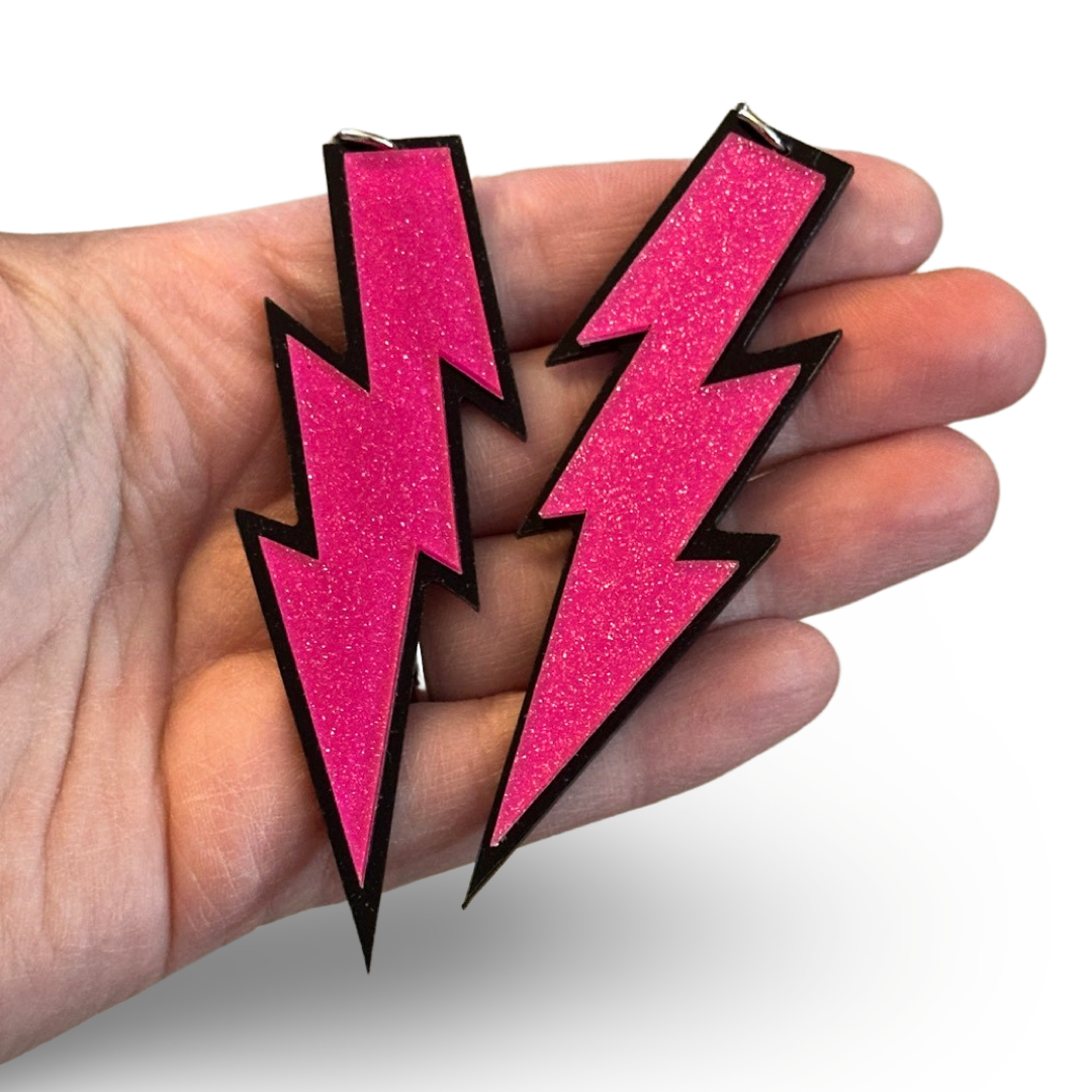 2pcs Pink Lightening Bolt Charms