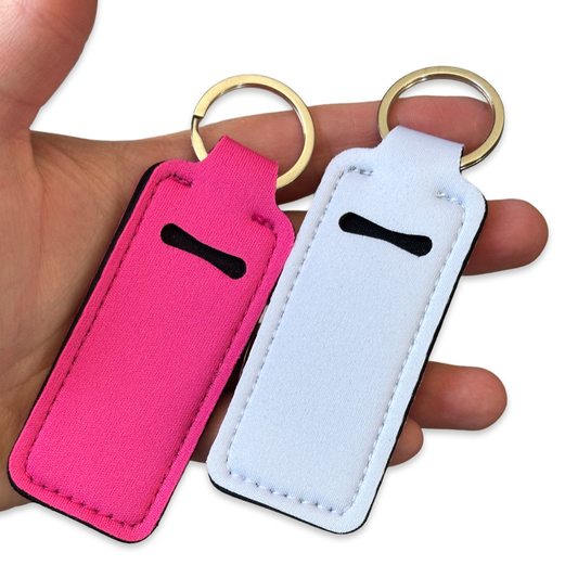 2pcs Pink & white chapstick keychain, Lip Balm, Lipstick on Key Ring