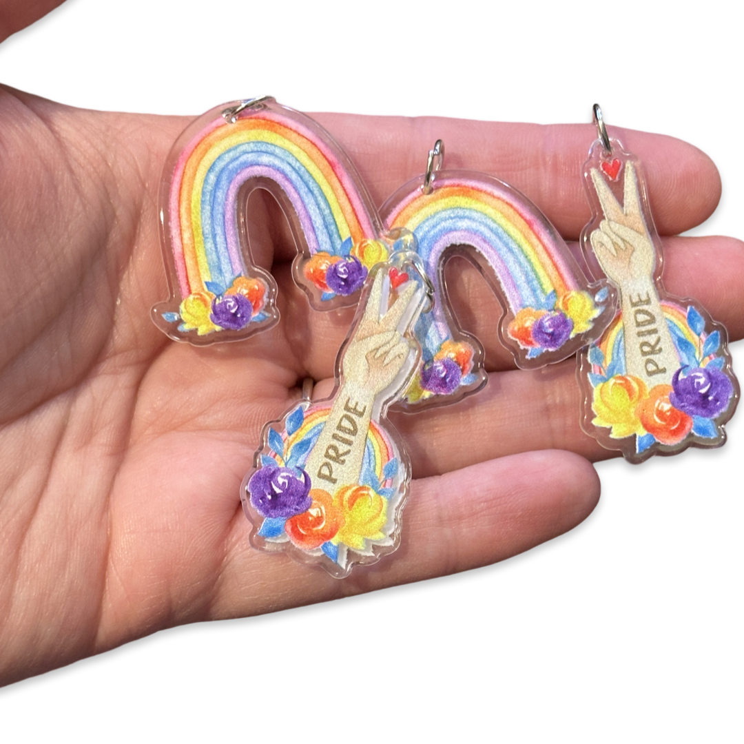 4pcs Doodled pride Rainbow sets of Charms