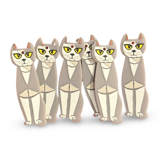 6pcs Grey Siamese Cat Charms