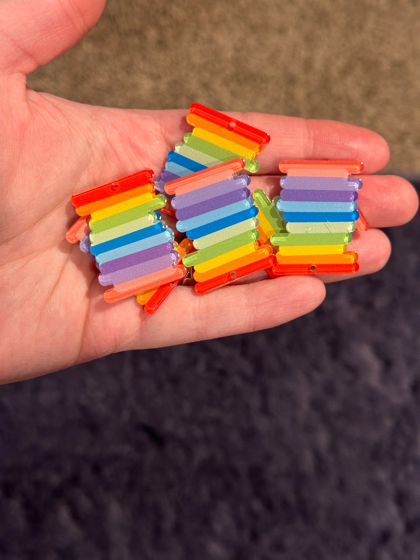 6pcs Stacked Rainbow of colors charms