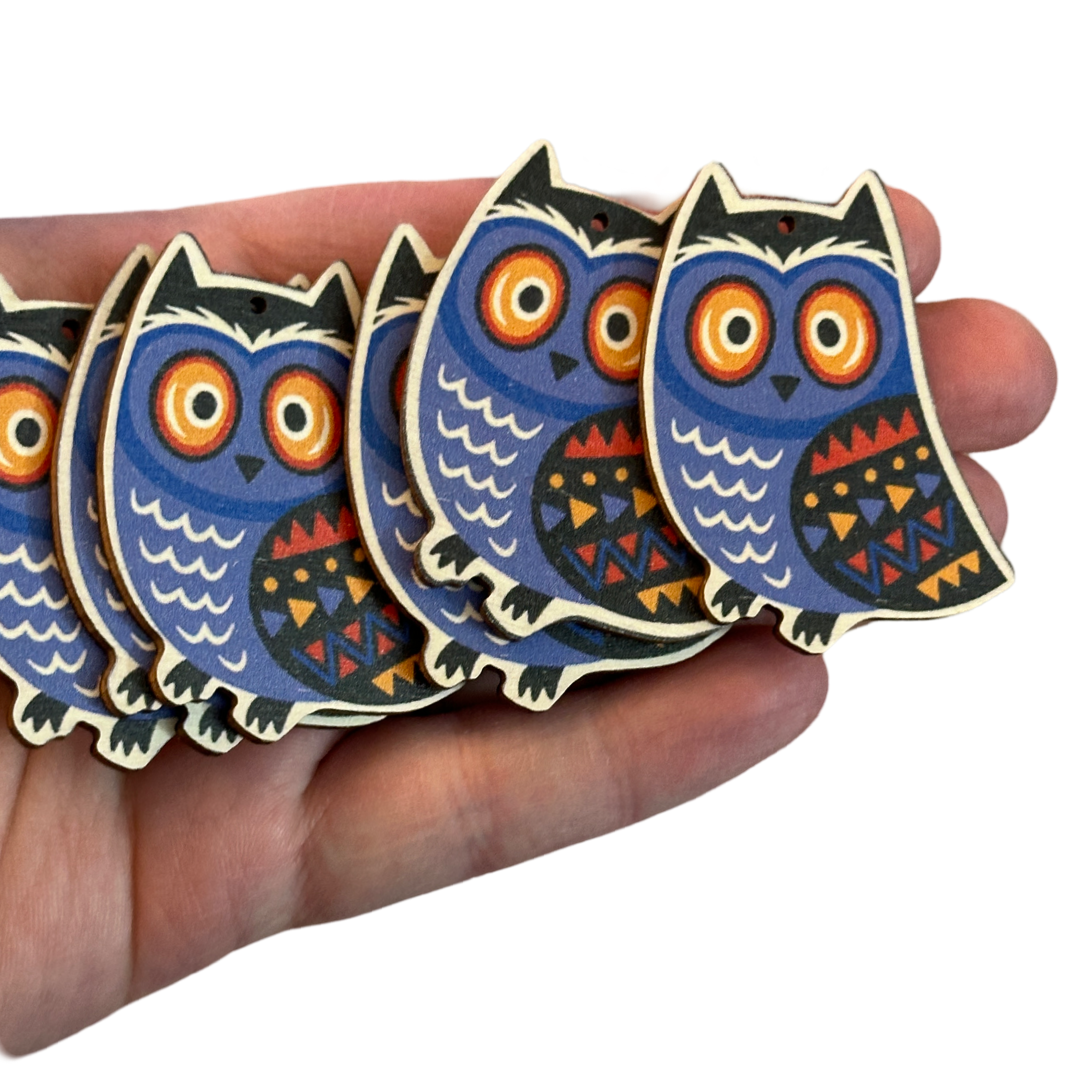 6pcs Halloween Purple Owl Charms