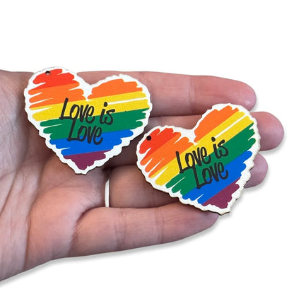 10pcs Love is Love rainbow heart charms