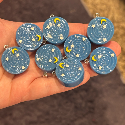 8pcs Blue night sky star moon Cake Charms