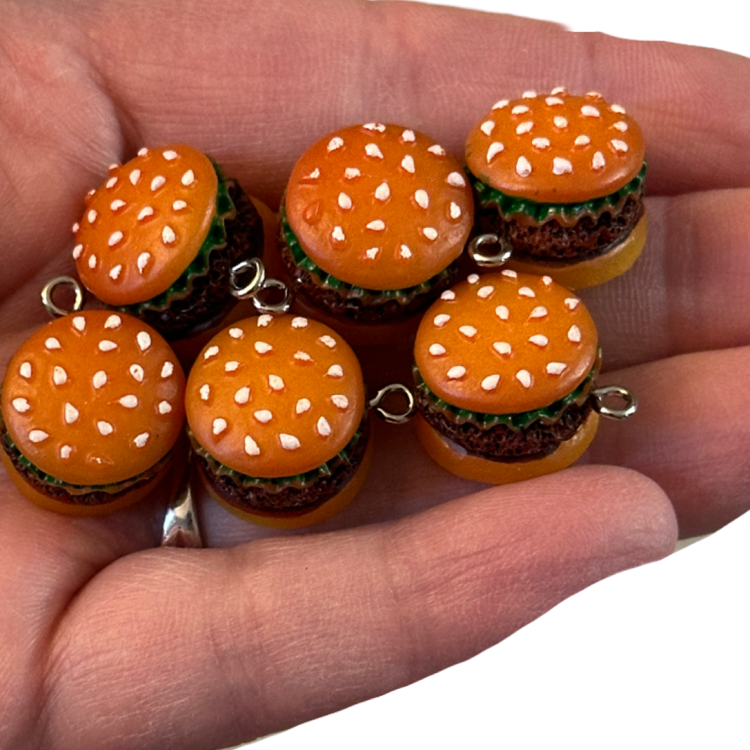 6pcs Hamburger charms