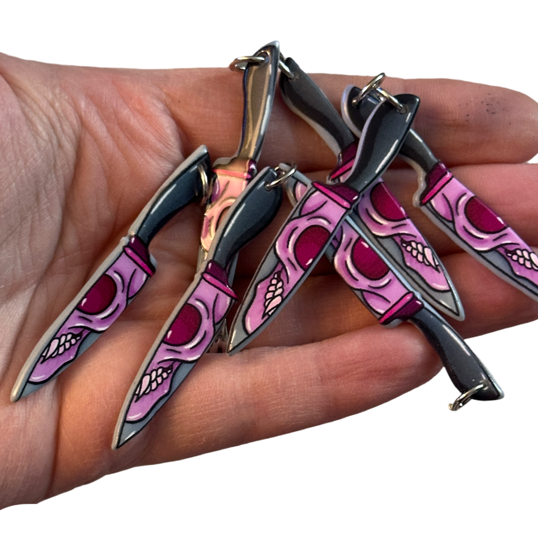 6pcs Pink Grey goth knife charms