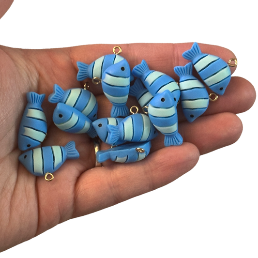 14pcs Blue Striped Fish charms