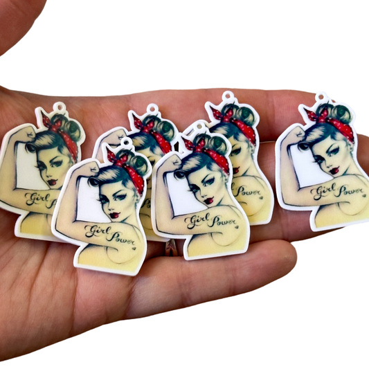 6pcs Pinup Girl Power Charms