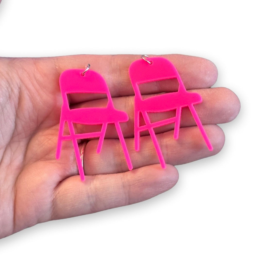 2pcs Neon Pink Folding Chair Charms