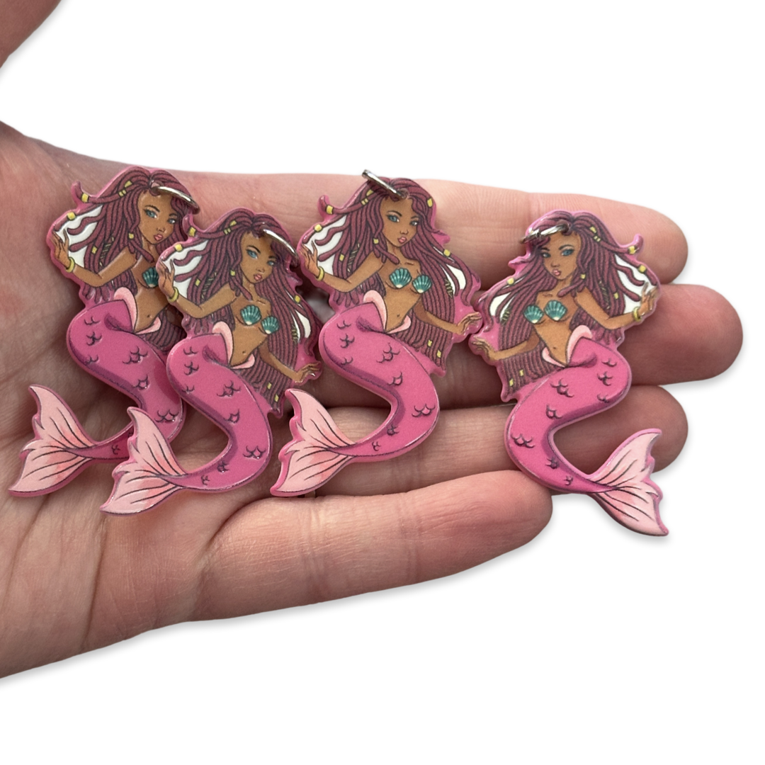 4pcs Black mermaid Charms