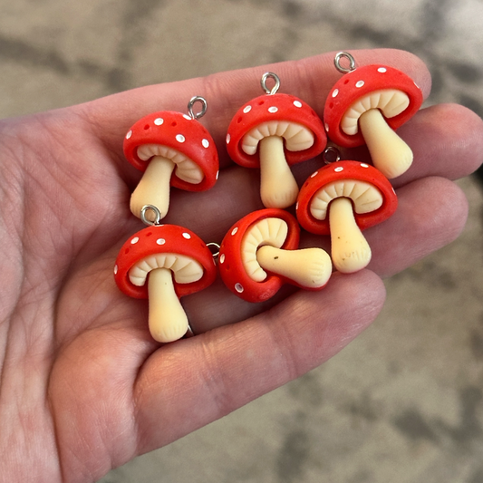 6pcs Red Mushroom Charms