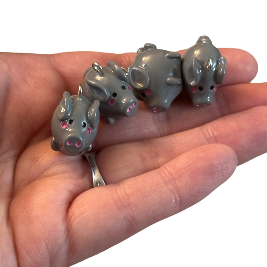 4pcs Grey Pig Charms piggy bank