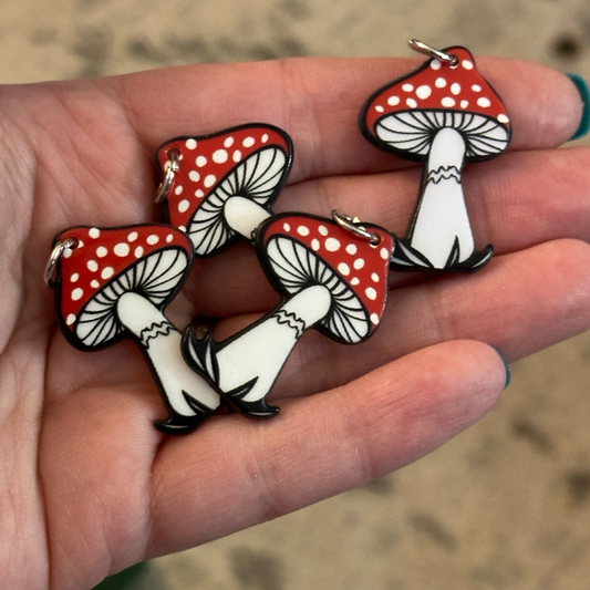 4pcs Red And White Mushroom Charms