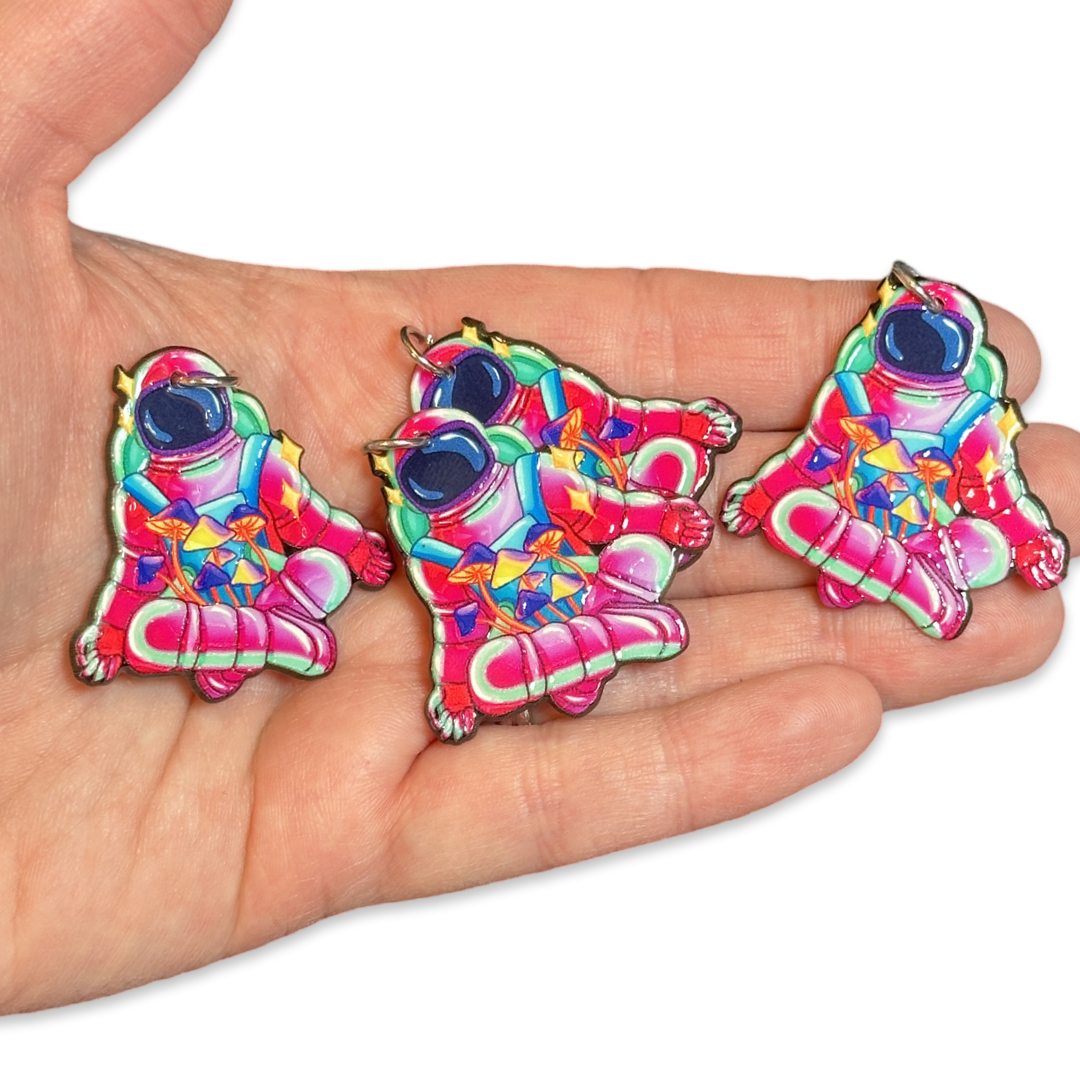 4pcs Trippy Mushroom Astronaut Charms