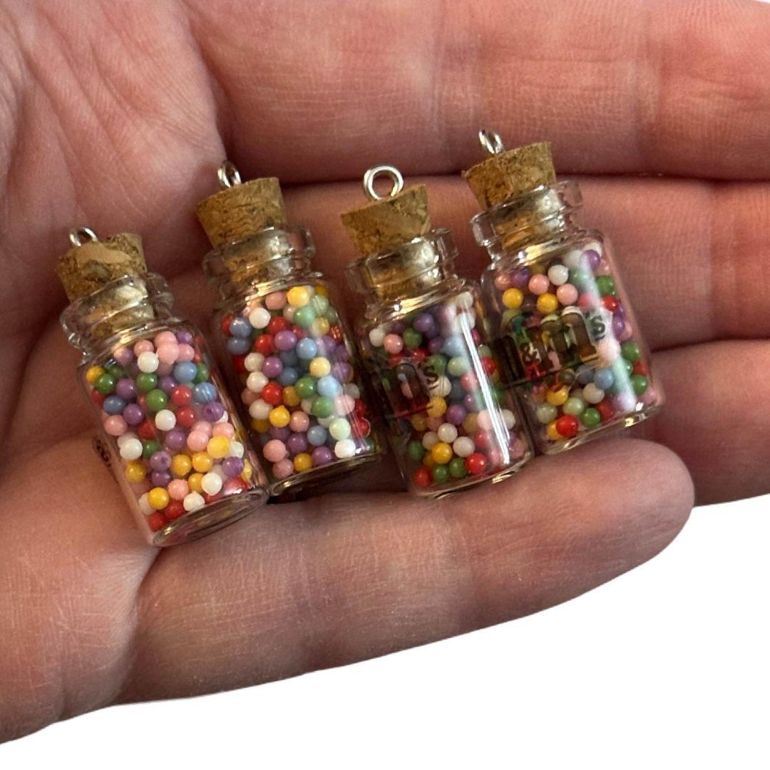 4pcs Pastel MMs candy in jar charms