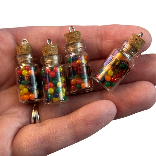 4pcs Colorful MMs candy in jar charms