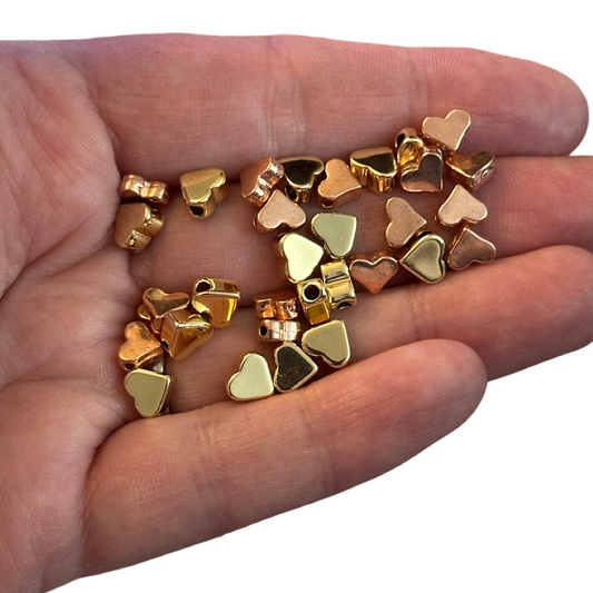 30pcs Gold & Rose Gold Heart Beads