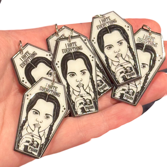 6pcs Wednesday Adams I hate everyone charms