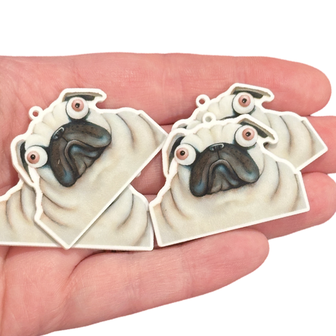 4pcs Pug funny eyes Charms