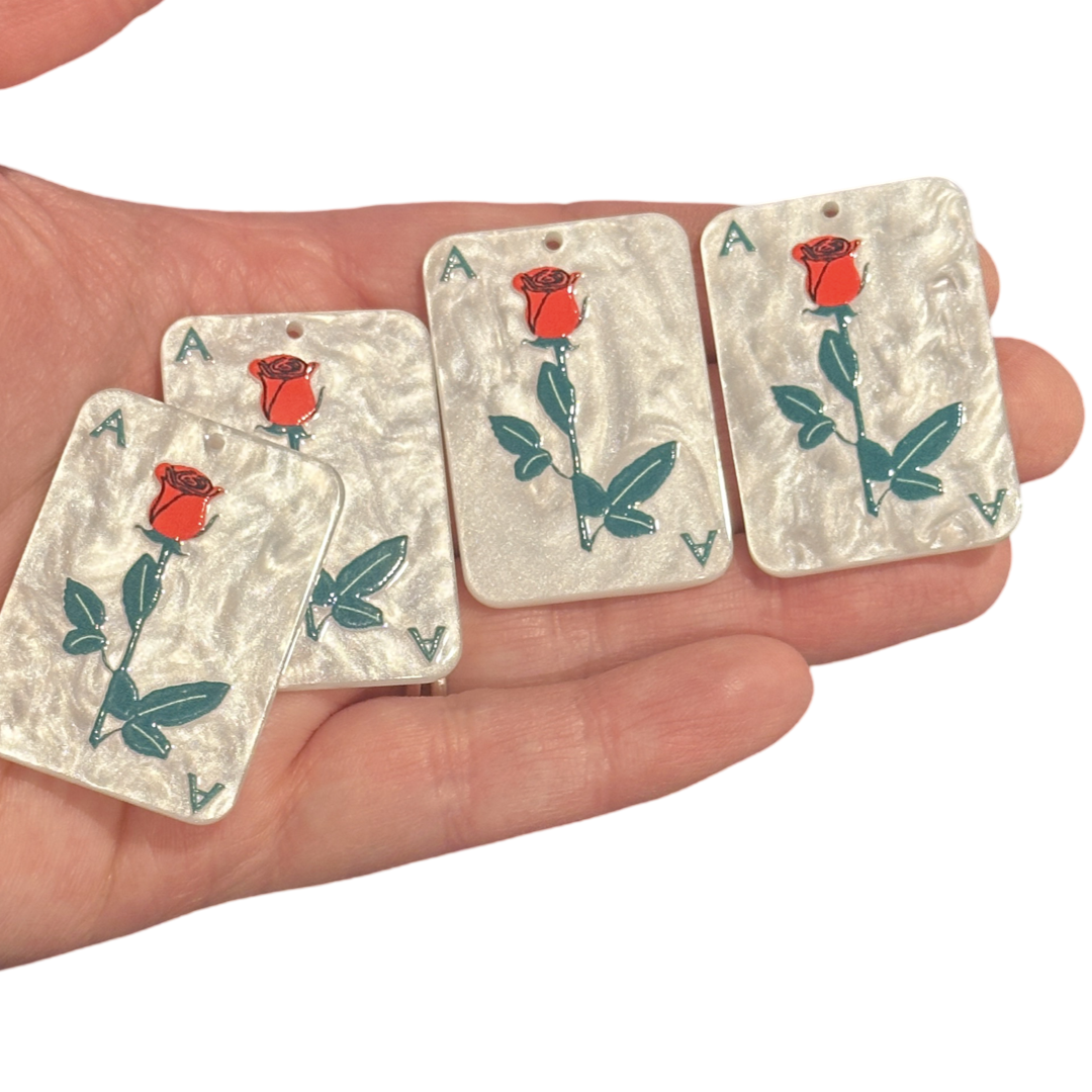 4pcs Ace Rose playing card charms